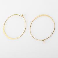 Brass Hoop Earring Components, Round, for woman, original color 