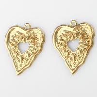 Brass Heart Pendants, hammered, original color 