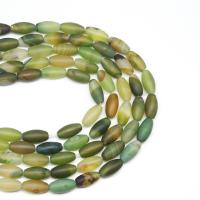 Natürliche Streifen Achat Perlen, Reis, DIY & satiniert, grün, 8x16mm, Länge:38 cm, verkauft von Strang
