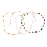 Resin Zinc Alloy Necklace, with Resin, with 3.11 extender chain, three pieces & fashion jewelry & for woman, multi-colored .47 Inch 