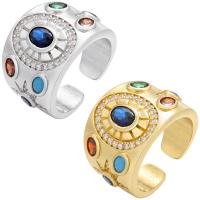 Латунь Манжеты палец кольцо, Другое покрытие, Регулируемый & инкрустированное микро кубического циркония, Много цветов для выбора продается PC