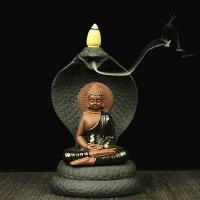 Incense Smoke Flow Backflow Holder Ceramic Incense Burner, Purple Clay, Buddha, plated, for home and office & durable 