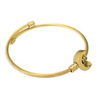 pulsera brazalete de acero inoxidable, Luna y estrella, para mujer, dorado, 12*15mm,3mm, diámetro interior:aproximado 59mm, Vendido por UD