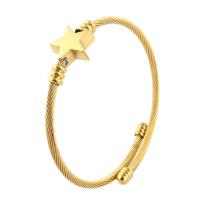 Stainless Steel Cuff Bangle, Star, for woman, golden, 14*15mm,3mm, Inner Approx 56mm 