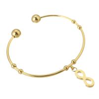 Stainless Steel Cuff Bangle, Number 8, for woman, golden, 7*17mm,2mm, Inner Approx 59mm 