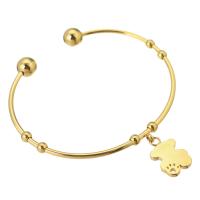 Stainless Steel Cuff Bangle, Bear, for woman, golden, 11*13mm,2mm, Inner Approx 59mm 