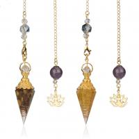 Zinc Alloy Pendulum, with Gemstone, Conical, gold color plated & for woman cm 