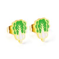 Stainless Steel Stud Earring, Cabbage, gold color plated, for woman 