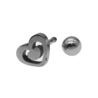 Пирсинг уха из нержавеющей стали, нержавеющая сталь, Сердце, Женский, серебряный продается PC
