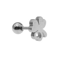 Stainless Steel Ear Piercing Jewelry, Three Leaf Clover, for woman, original color 