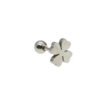Stainless Steel Ear Piercing Jewelry, Four Leaf Clover, for woman, original color 