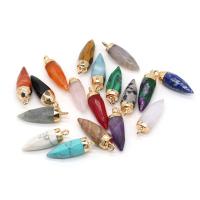 Gemstone Zinc Alloy Pendants, Natural Stone, with Zinc Alloy, faceted 