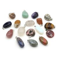 Gemstone Zinc Alloy Pendants, Natural Stone, with Zinc Alloy, irregular 20x30- 