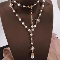 Mode Pullover Kette Halskette, Zinklegierung, mit Kunststoff Perlen, mit Verlängerungskettchen von 3.54, vergoldet, Modeschmuck & für Frau, Länge:23.62 ZollInch, verkauft von PC