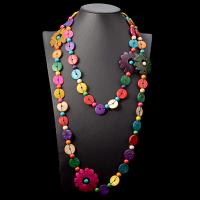 Wood Necklace, Coco, with Nylon Cord & Wood, fashion jewelry & Unisex, multi-colored .35 Inch 