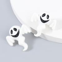 Resin Zinc Alloy Earring, with Resin, Ghost, Halloween Design & fashion jewelry & for woman, white 