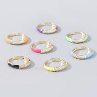 Латунь Манжеты палец кольцо, ювелирные изделия моды & Женский & со стразами, Много цветов для выбора, продается PC