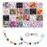 DIY Bracelet Beads Set, Acrylic, with number pattern & with letter pattern, multi-colored 