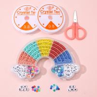 DIY Bracelet Beads Set, Acrylic, with Polymer Clay, with letter pattern, multi-colored 