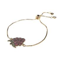 Cubic Zirconia Micro Pave Brass Bracelet, Grape, plated, Adjustable & fashion jewelry & micro pave cubic zirconia & for woman 220mm 