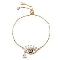 Cubic Zirconia Micro Pave Brass Bracelet, Eye, plated, Adjustable & fashion jewelry & micro pave cubic zirconia & for woman 220mm 