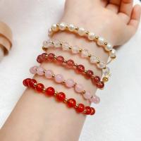 Gemstone Bracelets, with Zinc Alloy, with 1.96 inch extender chain, gold color plated & for woman 6mm Approx 7.1 Inch 