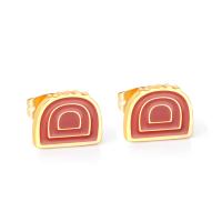 Stainless Steel Stud Earring, Bread, gold color plated, for woman 