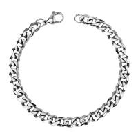 Stainless Steel Bracelet, plated, curb chain & for man 7mm .66 Inch 
