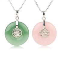 Gemstone Necklaces, Zinc Alloy, with Gemstone, platinum color plated & for woman .72 Inch 