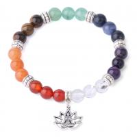Gemstone Bracelets, Brass, with Gemstone, platinum color plated & for woman, 8mm .87 Inch 