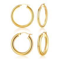 Edelstahl Hoop Ohrringe, goldfarben plattiert, verschiedene Größen vorhanden & für Frau, verkauft von Paar