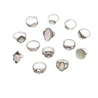 Zink-Legierung Ring Set, Zinklegierung, mit Acryl, plattiert, 13 Stück & Modeschmuck & für Frau, verkauft von setzen