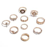 Zinc Alloy Ring Set, plated, 10 pieces & fashion jewelry & for woman & with rhinestone 