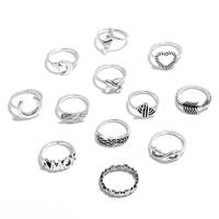 Zinc Set anillo de aleación, aleación de zinc, chapado, 12 piezas & Joyería & para mujer, Vendido por Set