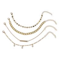 Fashion Zinc Alloy Bracelets, with ABS Plastic Pearl, with 1.98 extender chain, plated, 4 pieces & fashion jewelry & for woman .2 Inch 