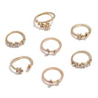 Zinc Alloy Ring Set, plated, 7 pieces & fashion jewelry & for woman & with rhinestone 