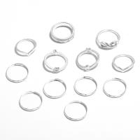 Zinc Set anillo de aleación, aleación de zinc, chapado, 12 piezas & Joyería & para mujer, Vendido por Set