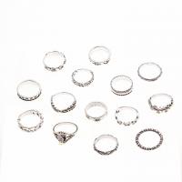 Zink-Legierung Ring Set, Zinklegierung, plattiert, 14 Stück & Modeschmuck & Tai Ji & unisex & Emaille, verkauft von setzen