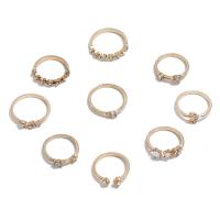 Zinc Alloy Ring Set, plated, nine pieces & fashion jewelry & for woman & with rhinestone 