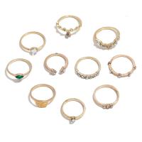Zinc Alloy Ring Set, plated, 10 pieces & fashion jewelry & for woman & with rhinestone 