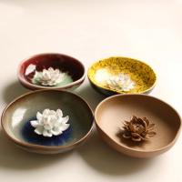 Porcelaine blanche Siège encens, Lotus, Placage, pour la maison et le bureau & durable, plus de couleurs à choisir, 130mm, Vendu par PC