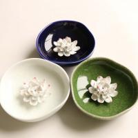 White Porcelain Incense Seat, Lotus, plated, for home and office & durable 