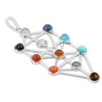 Gemstone Zinc Alloy Pendants, with Gemstone, platinum color plated, for woman 
