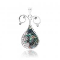 Abalone Shell Pendants, Brass, with Abalone Shell, Teardrop, platinum color plated & for woman & with rhinestone .72 Inch 