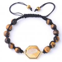 Gemstone Bracelets, with zinc alloy bead, gold color plated & for woman 8mm .07 Inch 