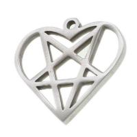 pendentifs de cœur en inox , acier inoxydable, coeur, avec motif d'étoile, couleur originale Vendu par PC