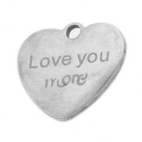 pendentifs de cœur en inox , acier inoxydable, coeur, avec le motif de lettre, couleur originale Vendu par PC