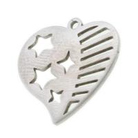 pendentifs de cœur en inox , acier inoxydable, coeur, avec motif d'étoile, couleur originale Vendu par PC