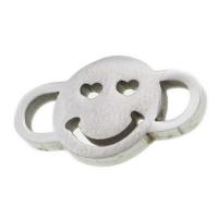 Stainless Steel Charm Connector, Smiling Face, original color 