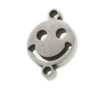Stainless Steel Charm Connector, Smiling Face, original color 